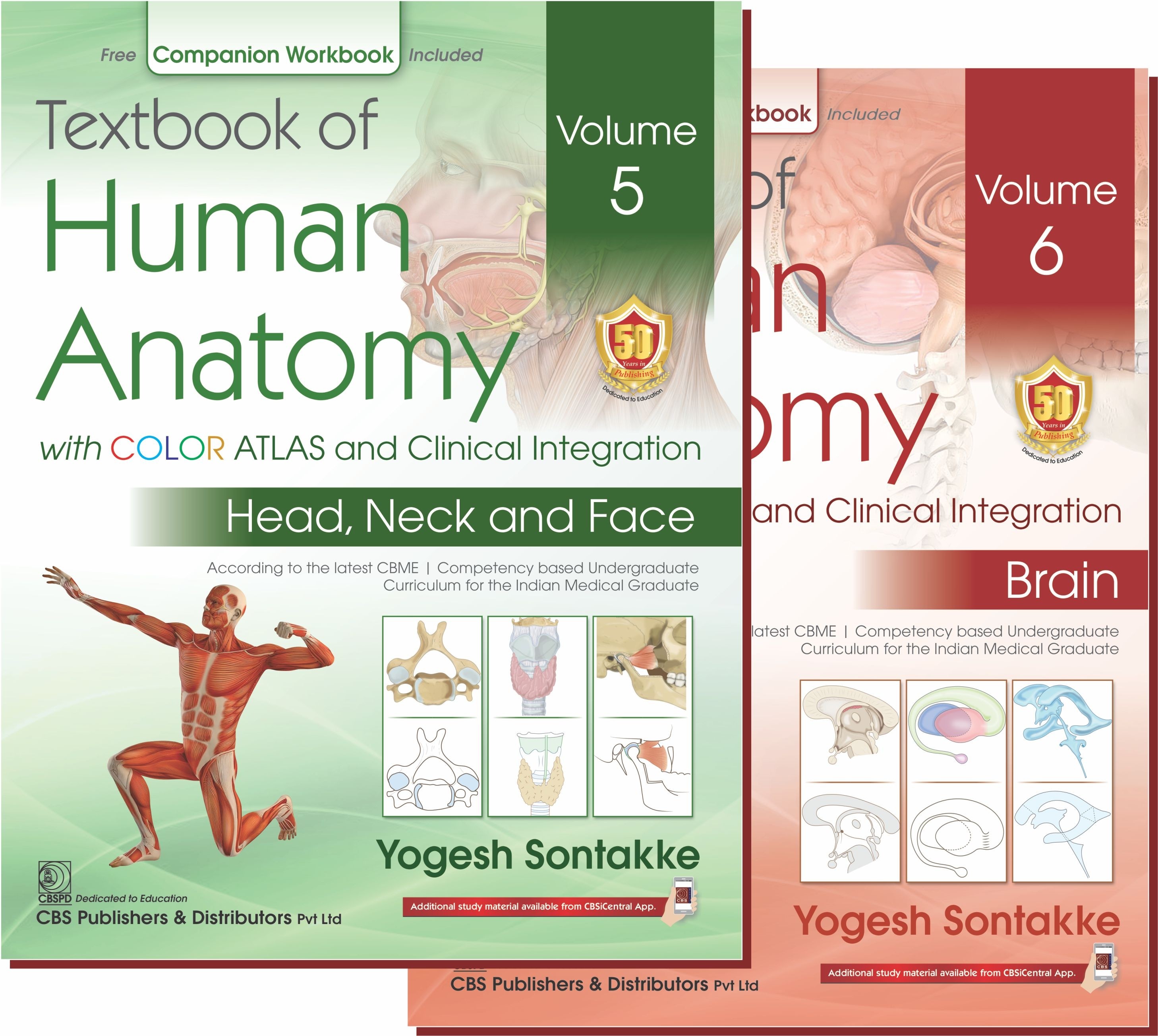 Textbook of human anatomy with color atlas and clinical integration volume 5 head , neck and face & volume 6 brain, 2 volume set