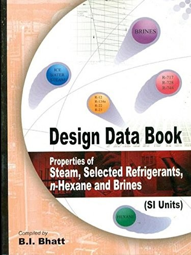 Design data book: properties of steam, selected refrigerants, n-hexane and brines